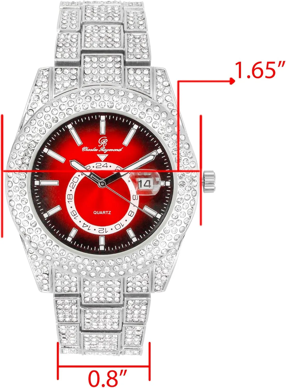 Charles Raymond Minimalist Designer Iced Out Watch with Date Window on dial A Hip Hop Clone Conspiracy Timepiece to Become a King of Bling - ST10328A