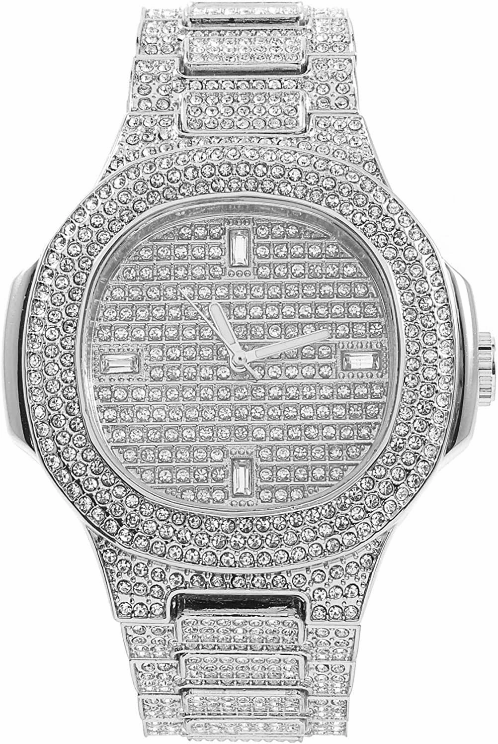 Charles Raymond Bling-ed Out Oblong Metal Mens Color on Blast Watch - 8475Color
