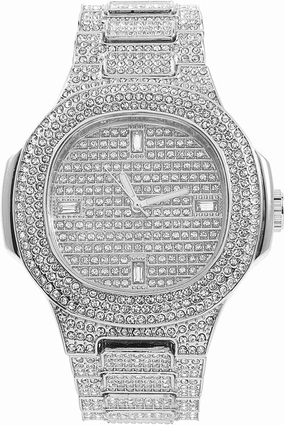 Charles Raymond Bling-ed Out Oblong Metal Mens Color on Blast Watch - 8475Color