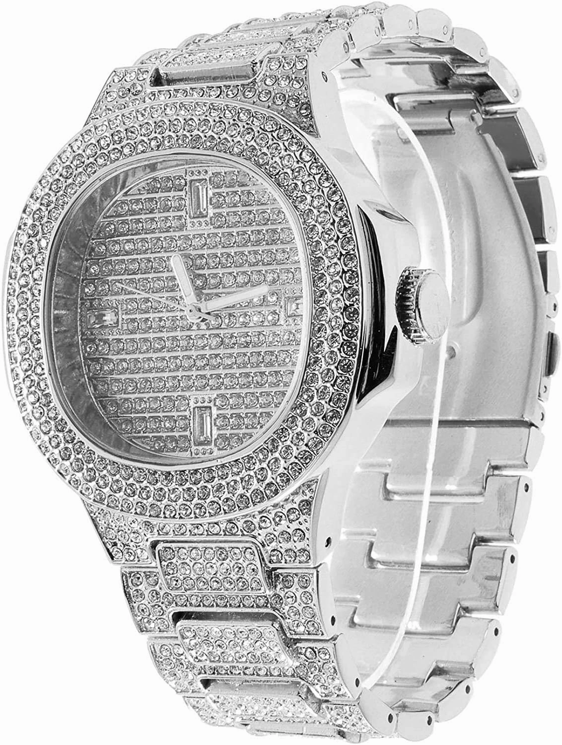 Charles Raymond Bling-ed Out Oblong Metal Mens Color on Blast Watch - 8475Color