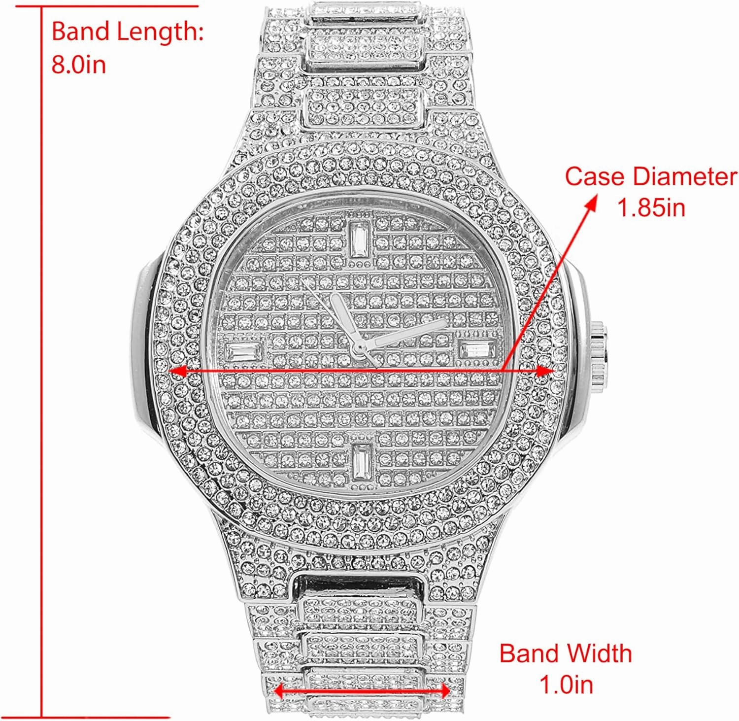 Charles Raymond Bling-ed Out Oblong Metal Mens Color on Blast Watch - 8475Color