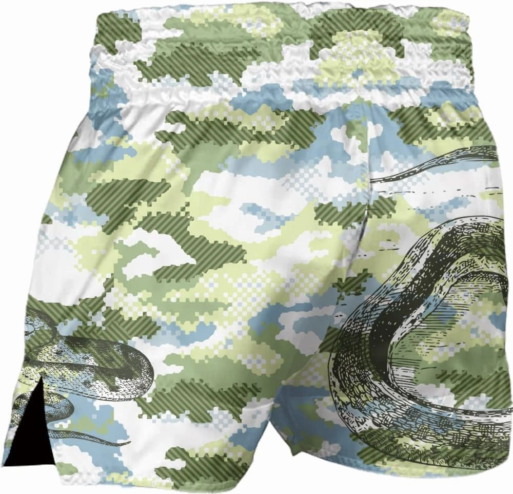 ChenHang Men Thai Boxing Shorts Dazzle Light Japan Tori Pink Snake USA Stars Sports Trunks Athlete Workout Gym MMA Shorts
