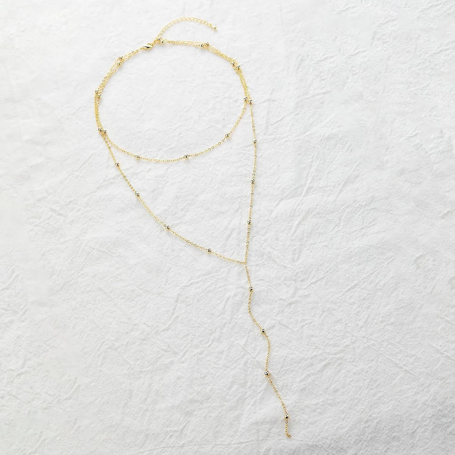 CHESKY Long Gold Necklace for Women, Layered Lariat Necklaces 14k Gold Plated/Silver Dainty Drop Necklaces for Women Trendy Simple Non Tarnish Chain Necklace Statement Y-Shaped Jewelry Gift Wedding