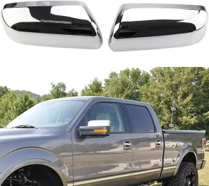 Chrome Plated Mirror Covers Caps Compatible with 2009-2014 Ford F150 2 Door 4 Door Side View Mirror Back Cover Cap Overlay