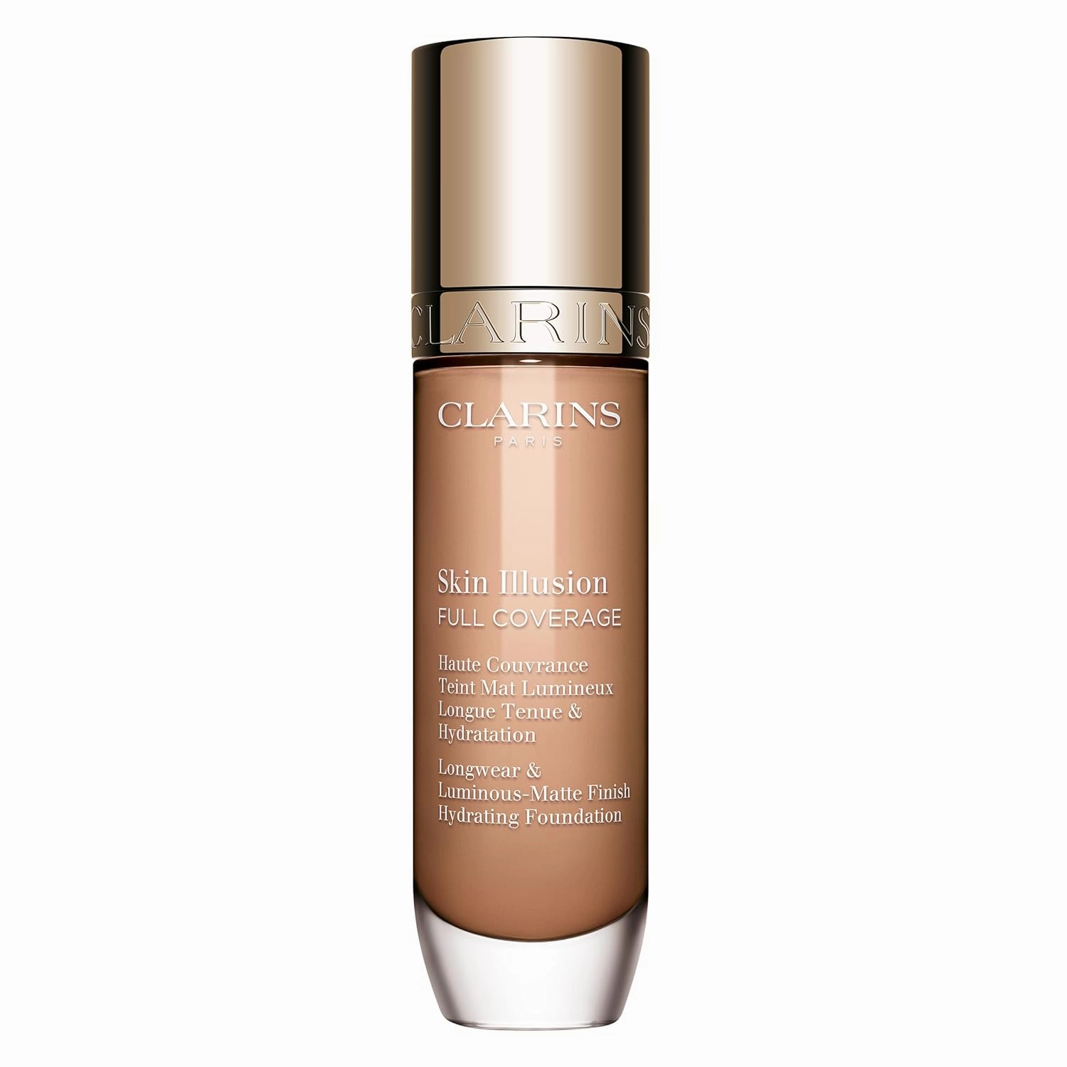 Clarins NEW Skin Illusion Longwear Full Coverage Foundation | Luminous Matte Finish | 24H* Hold and 24H** Hydration | Natural Looking Complexion | Transfer Proof, Sweat Proof and Smudge Proof