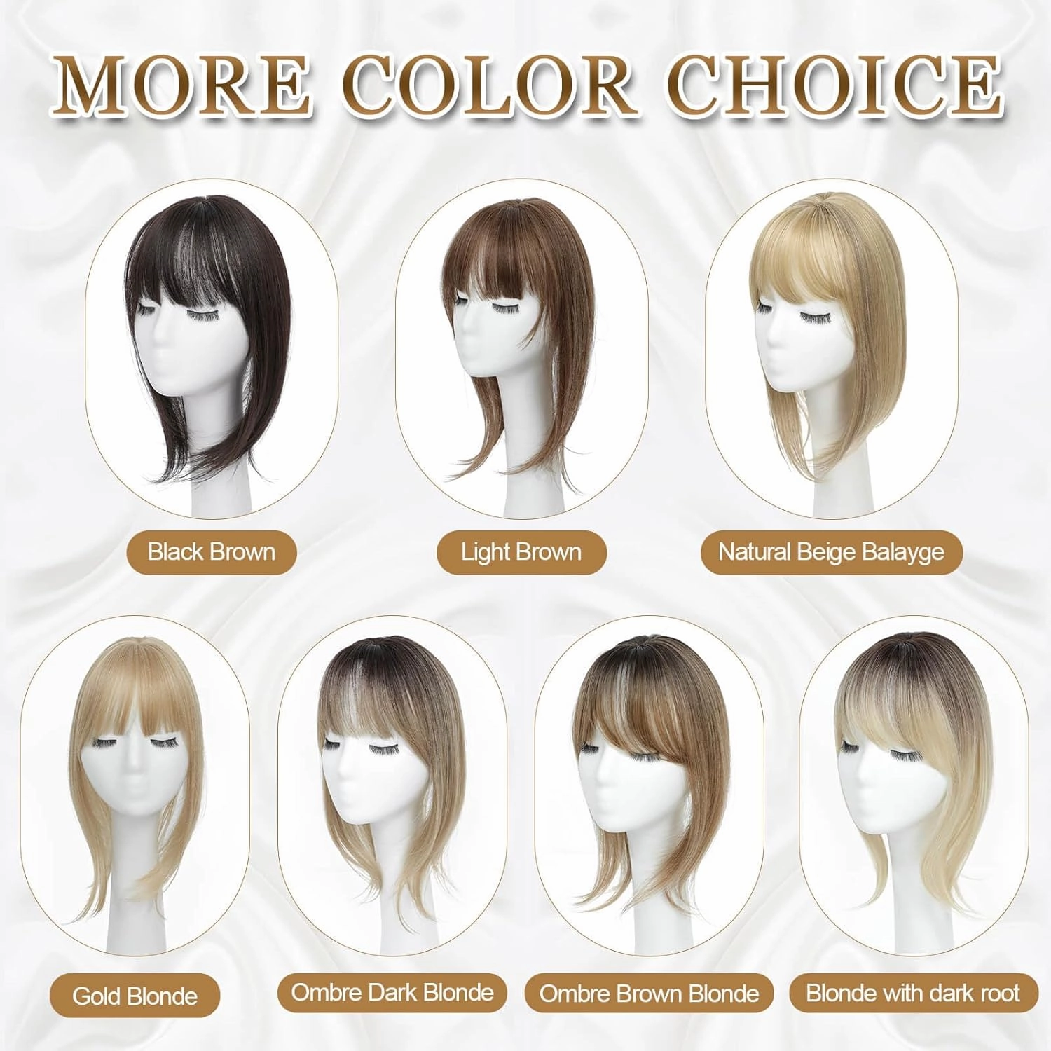 Clip in Bangs, 360° Fake Bangs Hair French Bangs Clip in Hair Extensions, Gold Blonde French Bangs Clip in Hairpieces Hair Bangs Toppers for Women Daily Wear