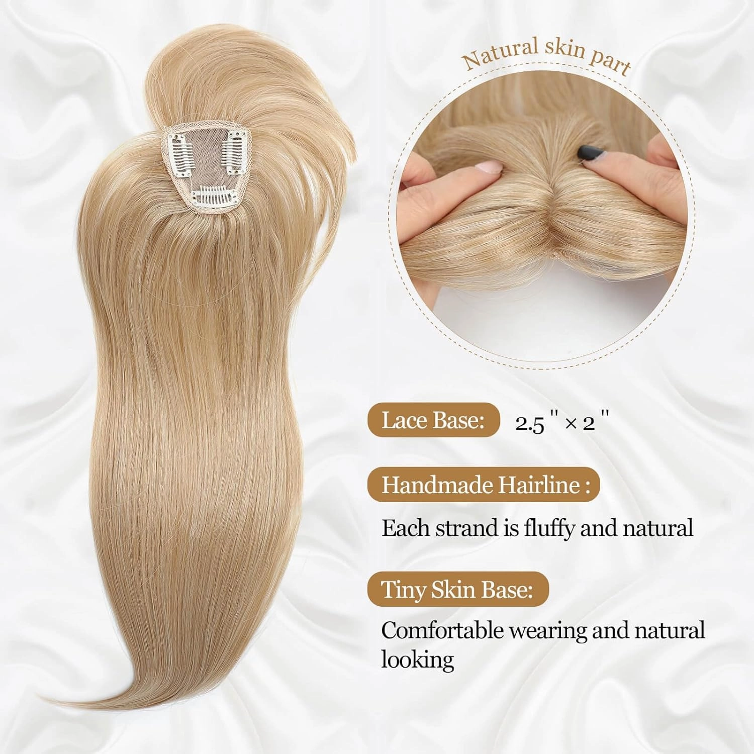 Clip in Bangs, 360° Fake Bangs Hair French Bangs Clip in Hair Extensions, Gold Blonde French Bangs Clip in Hairpieces Hair Bangs Toppers for Women Daily Wear