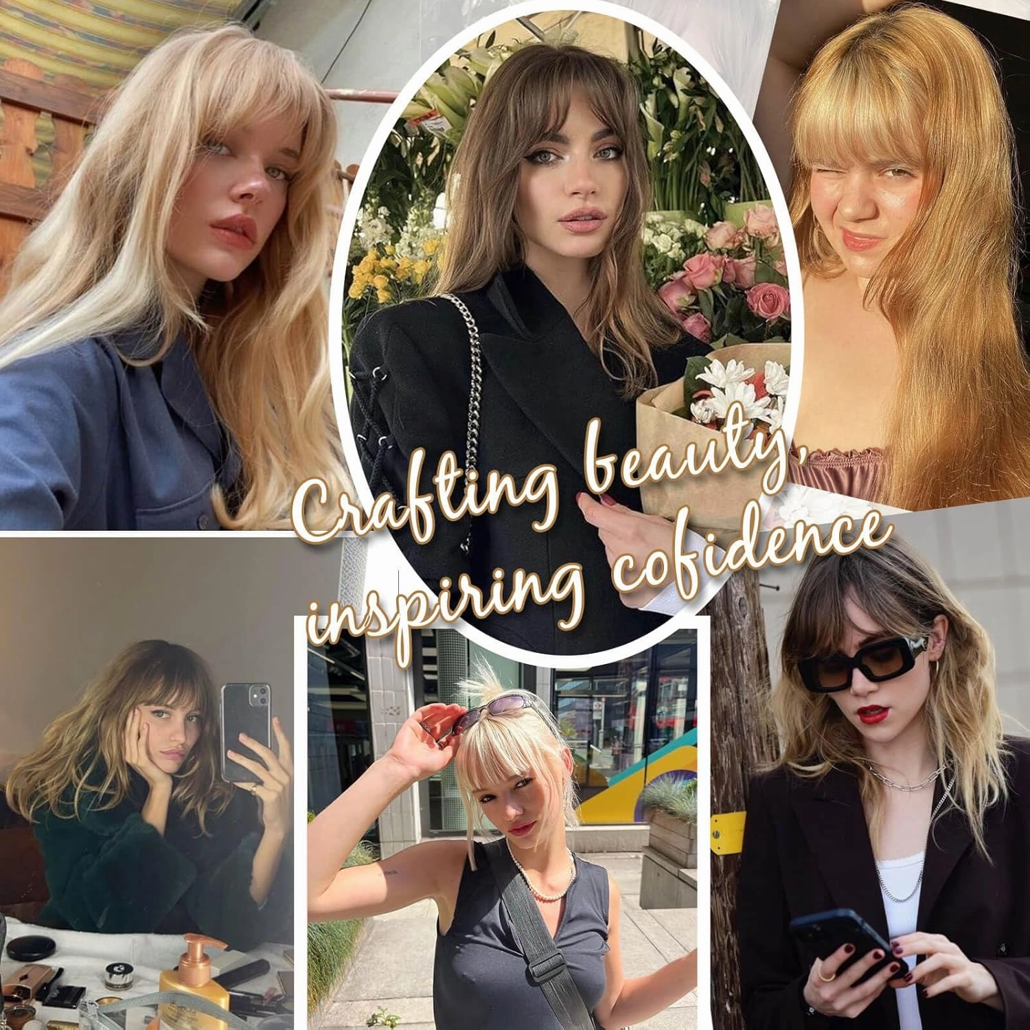Clip in Bangs, 360° Fake Bangs Hair French Bangs Clip in Hair Extensions, Gold Blonde French Bangs Clip in Hairpieces Hair Bangs Toppers for Women Daily Wear