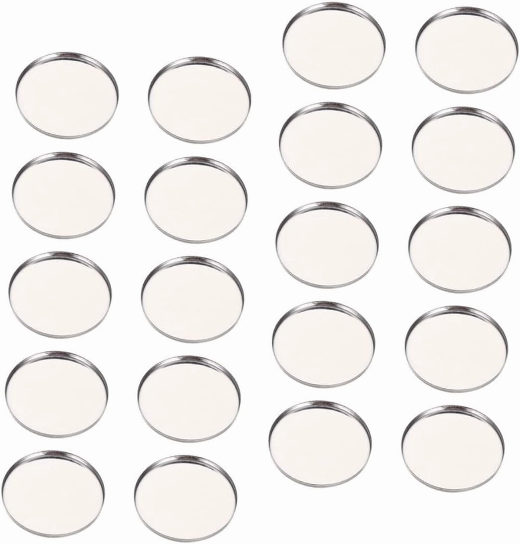 CLISPEED 50Pcs Stainless Steel Eyeshadow Plates Round Empty Makeup Trays for DIY Cosmetic Storage Magnetic Eyeshadow Pallet for Travel and Daily Use