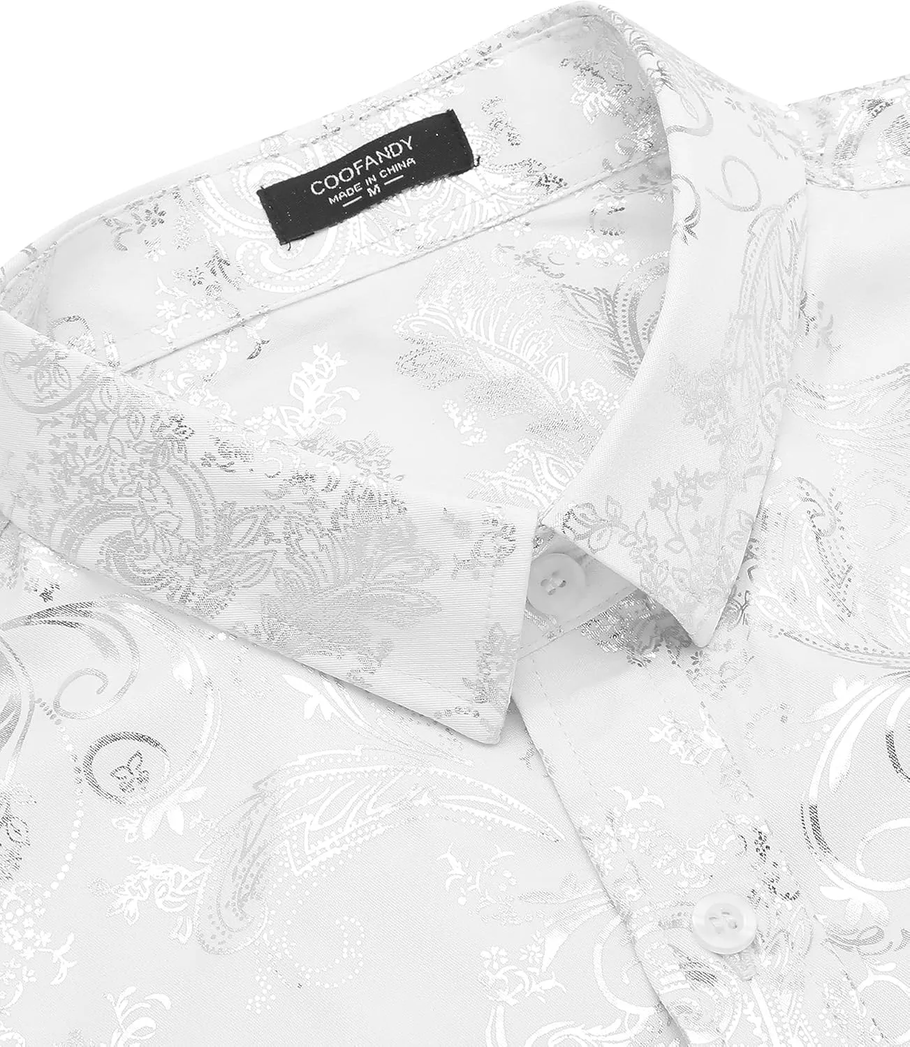 COOFANDY Men's Paisley Shirt Luxury Disco Long Sleeve Button Down Dress Shirts