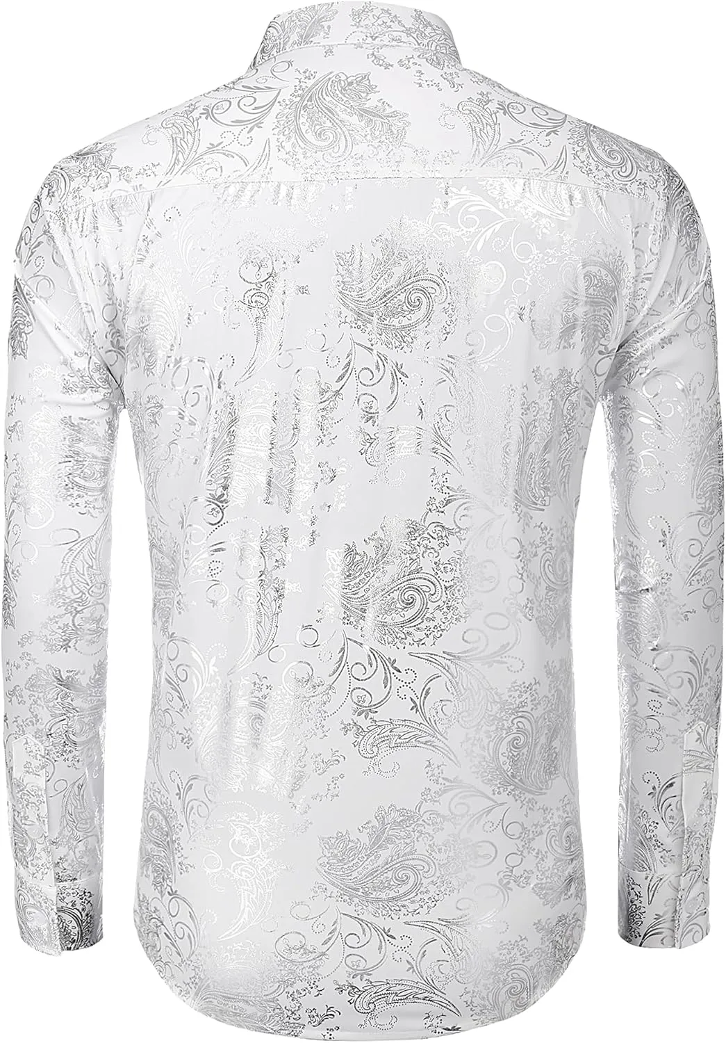 COOFANDY Men's Paisley Shirt Luxury Disco Long Sleeve Button Down Dress Shirts
