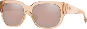Costa del Mar Womens Waterwoman Rectangular Sunglasses, Shiny Blonde Crystal/Copper Silver Mirrored Polarized-580P, 55 mm