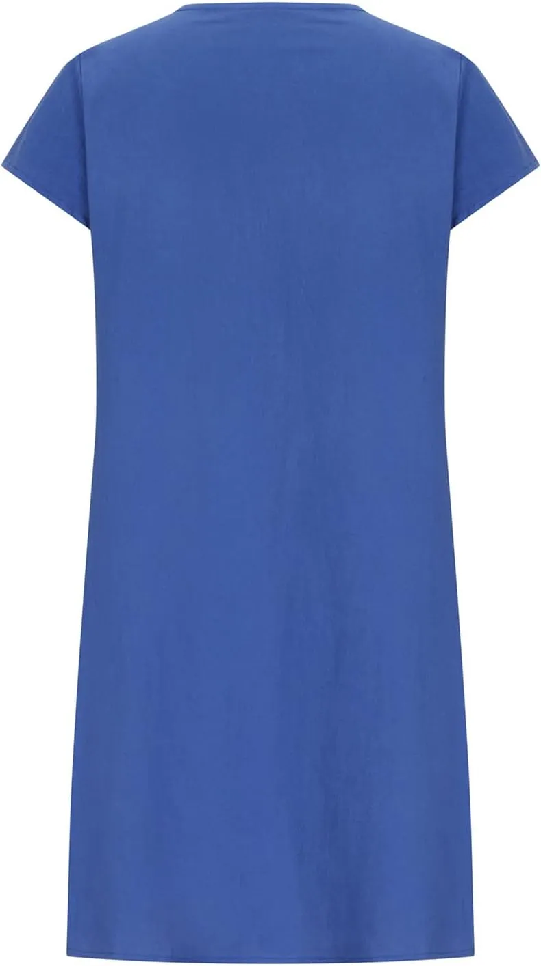 Cotton and Linen Dresses for Women Casual Summer 2023 Loose Cap Sleeve Square Neck Comfy Midi t-Shirt Sun Dress