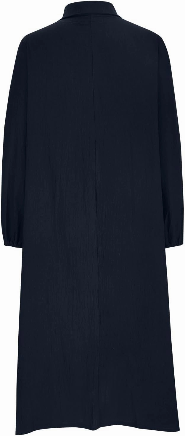 Cotton Linen Dresses for Women Plus Size V-Neck Button Down Tiered Flowy Long Sleeve Dress Comfy Maxi Dress Fall 2024