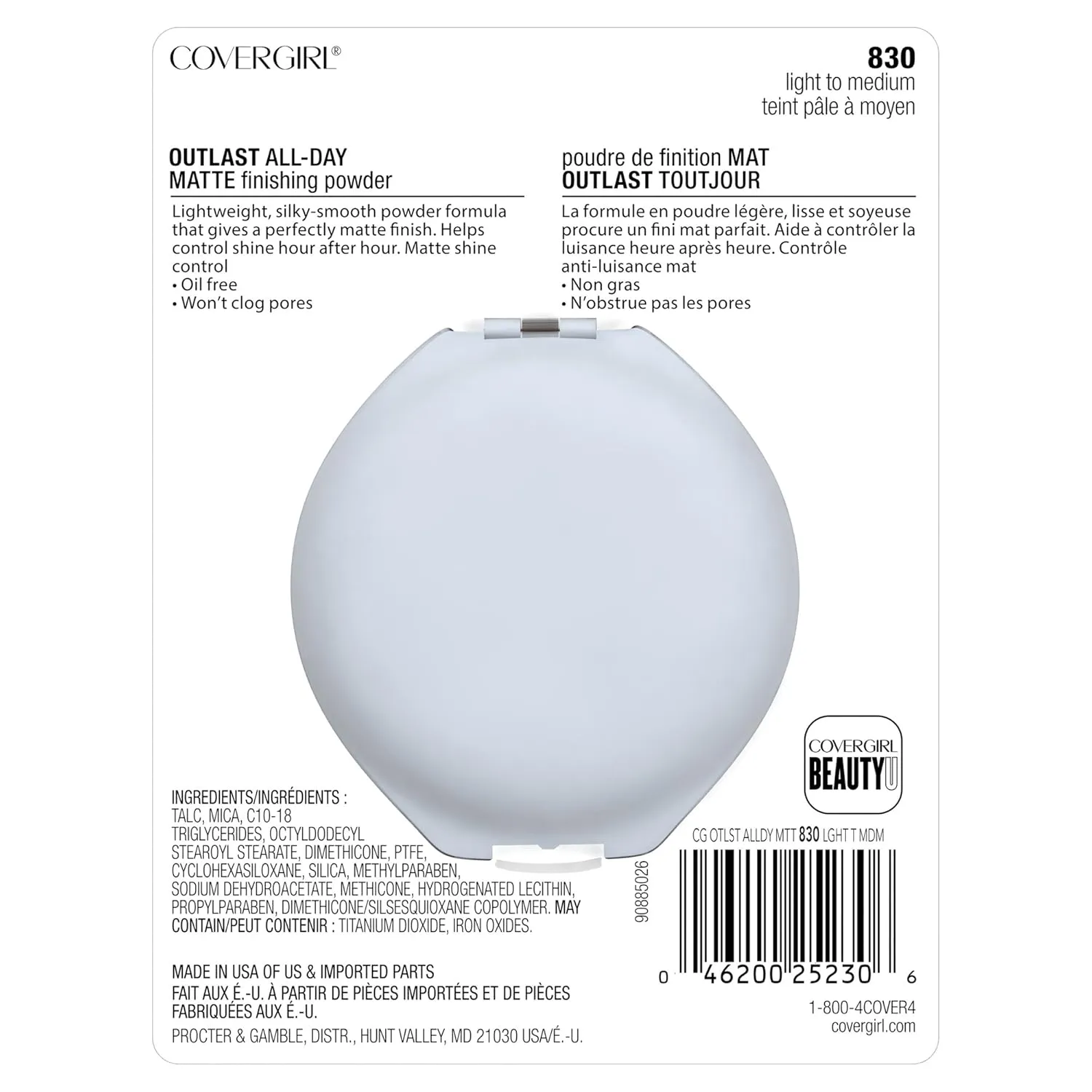 COVERGIRL Outlast All-Day Matte Finishing Powder Light to Medium .39 oz (11 g) (Packaging may vary)