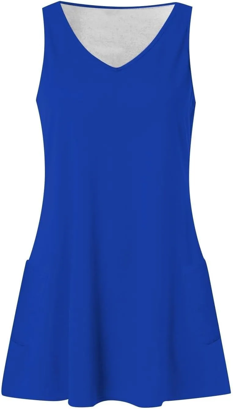 Cowgirl Dress for Women Western Style Sleeveless Denim Jumper Dress with Pockets