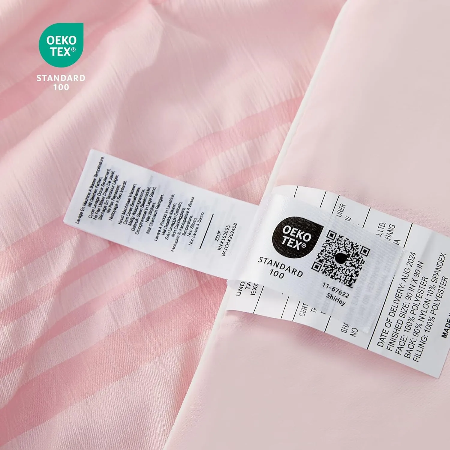 Cozy Bliss Seersucker Cooling Comforter King Size, Q-Max 0.45 Reversible Lightweight Cooling Blanket, Breathable Silk Smooth Summer Bedding Quilt for Hot Sleepers Night Sweats Pink