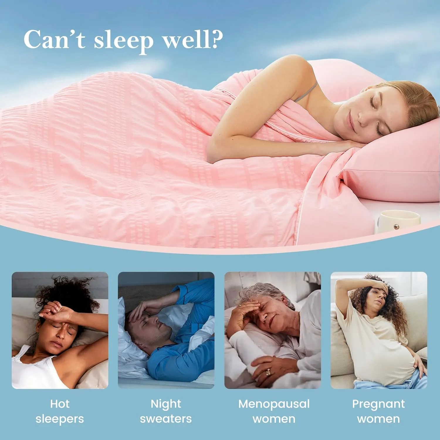 Cozy Bliss Seersucker Cooling Comforter King Size, Q-Max 0.45 Reversible Lightweight Cooling Blanket, Breathable Silk Smooth Summer Bedding Quilt for Hot Sleepers Night Sweats Pink