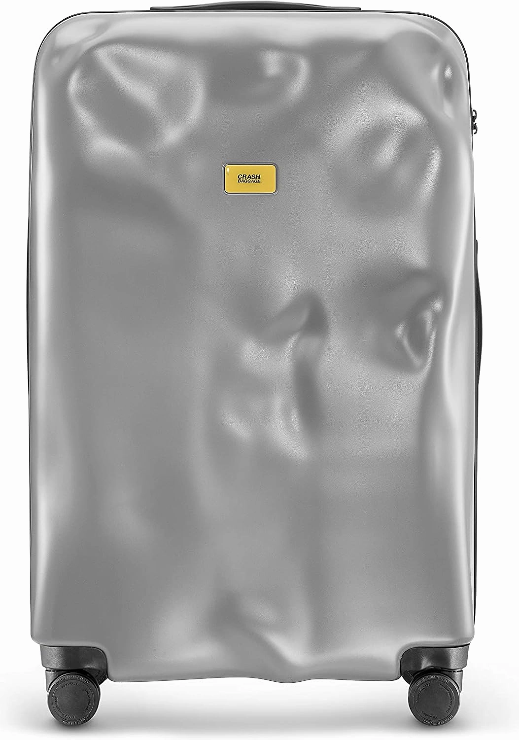 CRASH BAGGAGE Icon Suitcase | Metal Silver | 99L | 100% Polycarbonate, TSA-Approved Lock, 360° Spinning Wheels