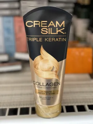 Cream Silk Conditioner for Damaged Hair, Triple Keratin Formula, Smoothes Frizz, Restores Luster, and Revitalizes Severely Damaged Hair, Gold