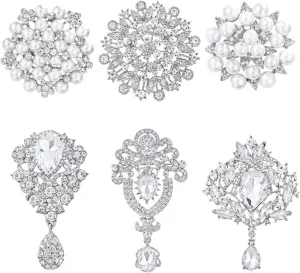 Crystal Rhinestone Flower Brooch Pin Set for Women DIY Bridal Wedding Bouquet Kit