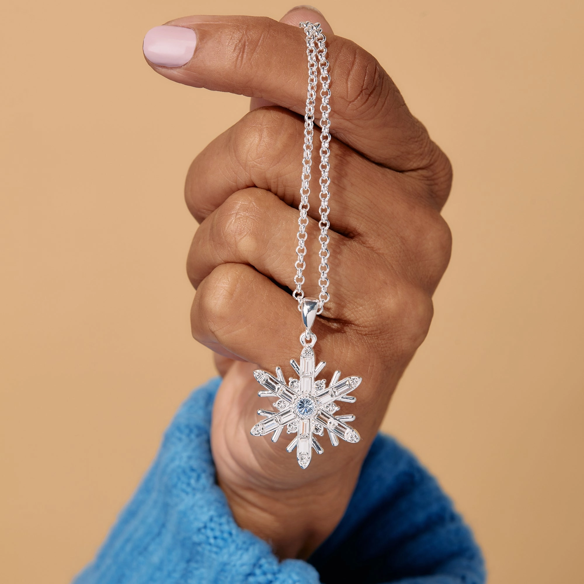 Crystal Snowflake Charm Necklace