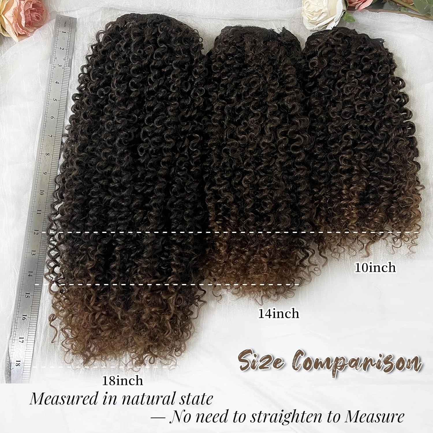 Curly Clip in Hair Extensions, Urbeauty Pink Mango 6 PCS 100% Pure Protein Silk Curly Hair Extensions Clip Ins for Black Women Kinky Hair Soft Natural Durable Light Long Lifespan