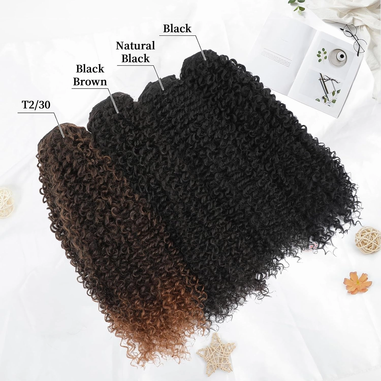 Curly Clip in Hair Extensions, Urbeauty Pink Mango 6 PCS 100% Pure Protein Silk Curly Hair Extensions Clip Ins for Black Women Kinky Hair Soft Natural Durable Light Long Lifespan
