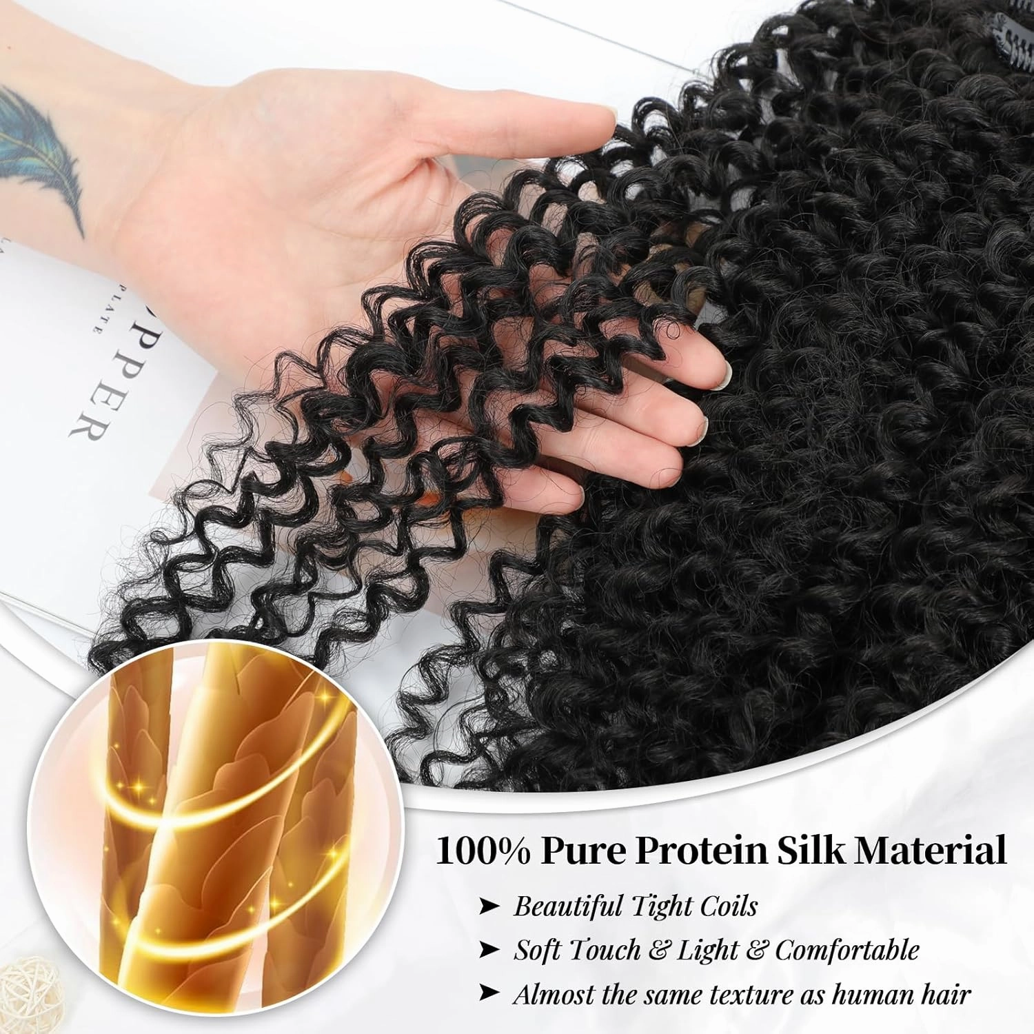 Curly Clip in Hair Extensions, Urbeauty Pink Mango 6 PCS 100% Pure Protein Silk Curly Hair Extensions Clip Ins for Black Women Kinky Hair Soft Natural Durable Light Long Lifespan