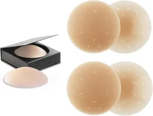 Curviva Pezoneras, 2Packs Cakes Body Nipple Cover, Reusable Invisible Seamless Non-Adhesive Not Sticky Covers