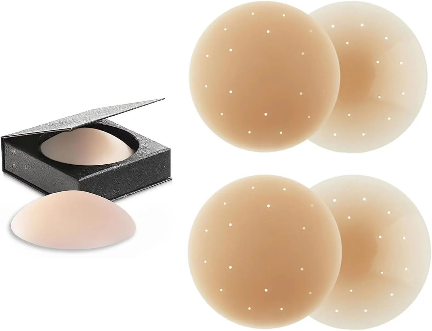 Curviva Pezoneras, 2Packs Cakes Body Nipple Cover, Reusable Invisible Seamless Non-Adhesive Not Sticky Covers