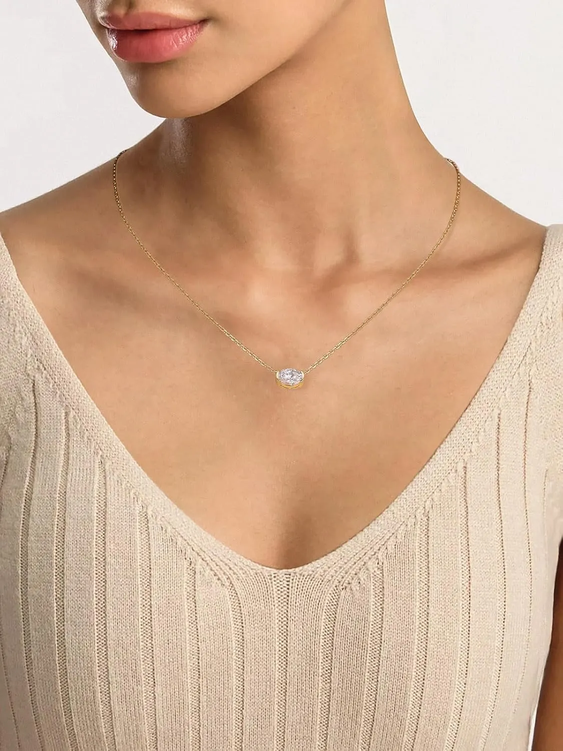 CYW Moissanite/Ruby/Sapphire/Emerald Dainty Pendant Necklace for Women, Novelty Design, Really Authentic Solid 925 Sterling Silver, 16"/18"/20" Adjustable, Birthday Anniversary Valentines Gift