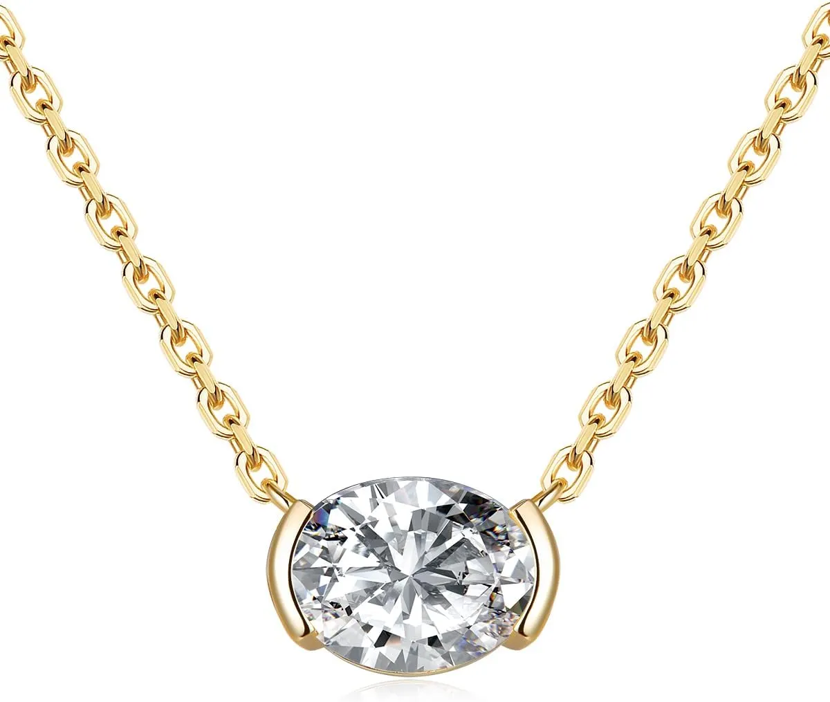 CYW Moissanite/Ruby/Sapphire/Emerald Dainty Pendant Necklace for Women, Novelty Design, Really Authentic Solid 925 Sterling Silver, 16"/18"/20" Adjustable, Birthday Anniversary Valentines Gift