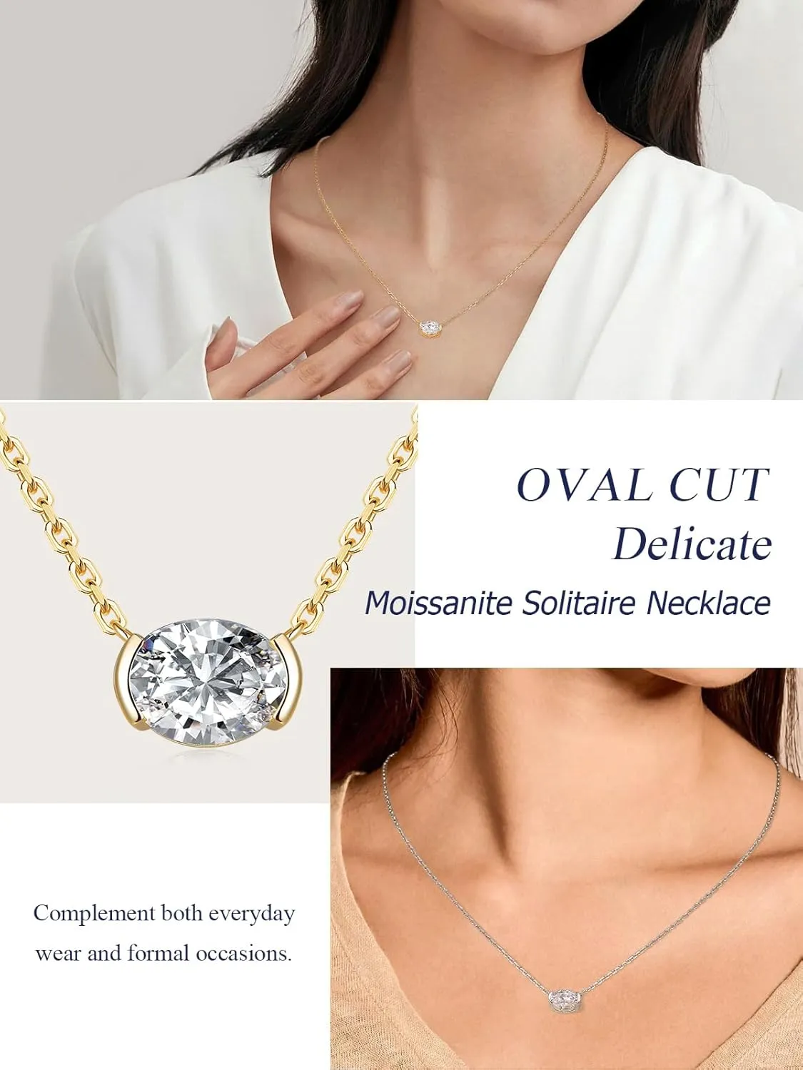 CYW Moissanite/Ruby/Sapphire/Emerald Dainty Pendant Necklace for Women, Novelty Design, Really Authentic Solid 925 Sterling Silver, 16"/18"/20" Adjustable, Birthday Anniversary Valentines Gift