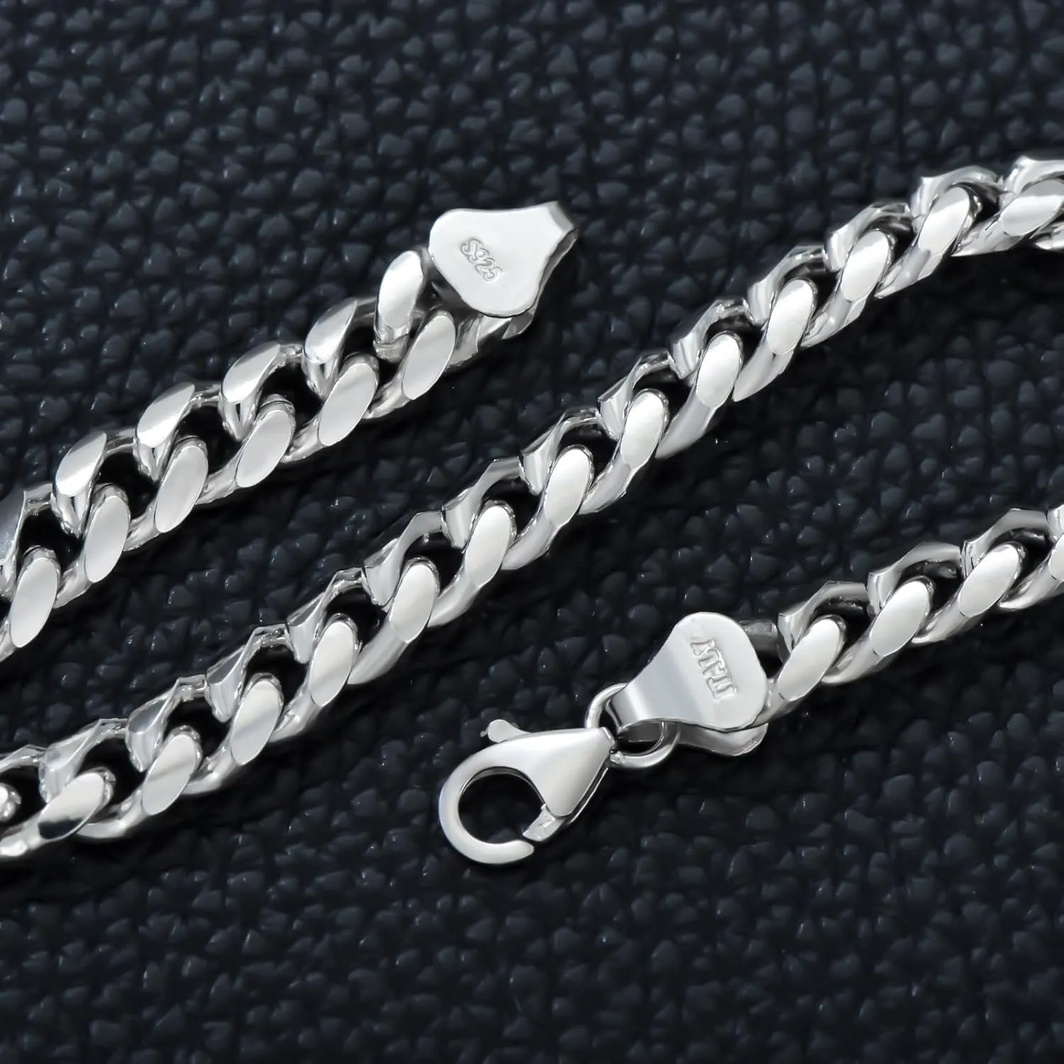 Dacc & Aya Fashion 925 Sterling Silver Flat Curb Cuban Link Chain Bracelet for Men Women, 3MM, 4MM, 7MM, Solid Silver Cuban Thick Big Link Chain Bracelet with Lobster Clasp, 7-9 Inch