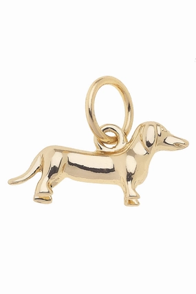 Dachshund Dog Charm in Shiny Gold