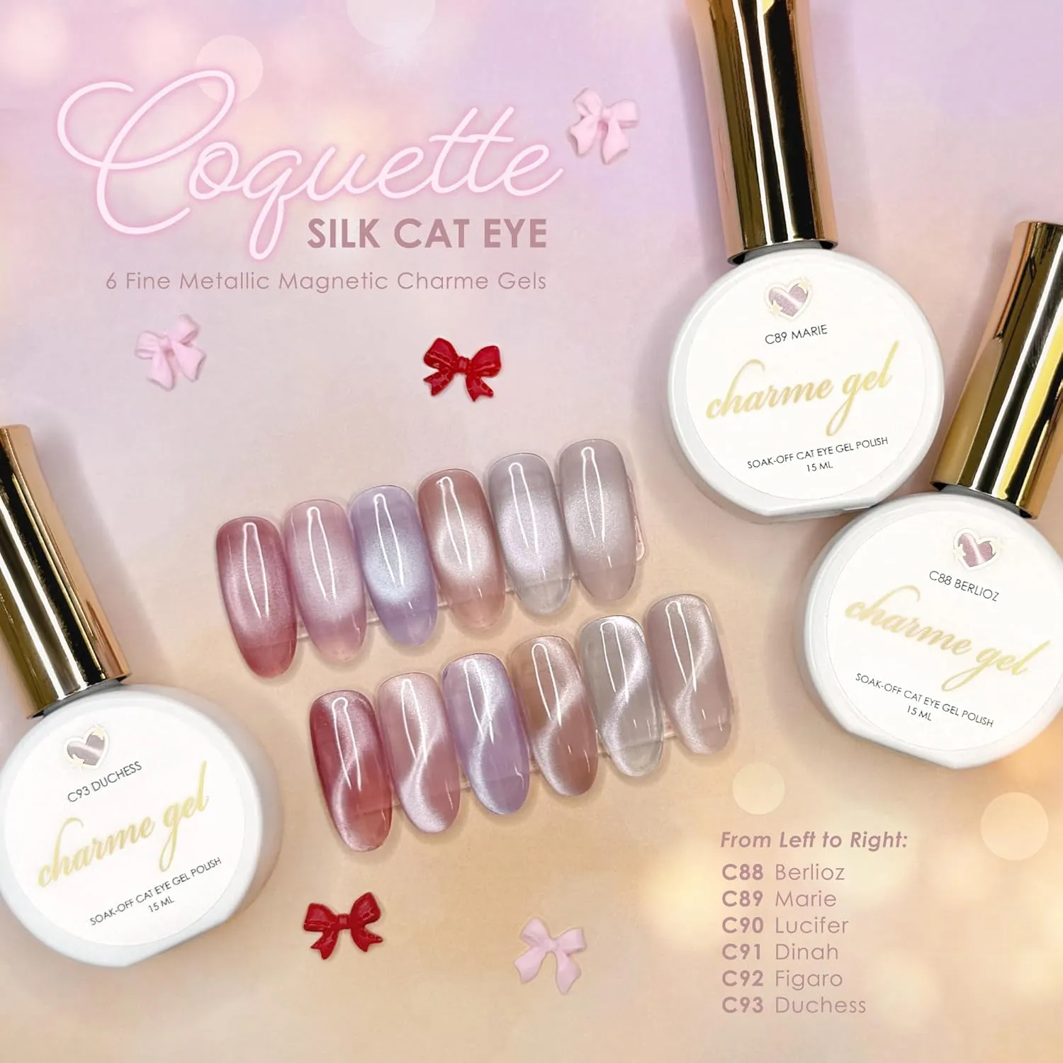 Daily Charme Velvet Coquette Silk Cat Eye C88 Berlioz Magnetic Gel Nail Polish Collection 15ml Soak Off UV Led Gel Nail Polish, Home DIY/Nail Salon Manicure (Mauve Pink)