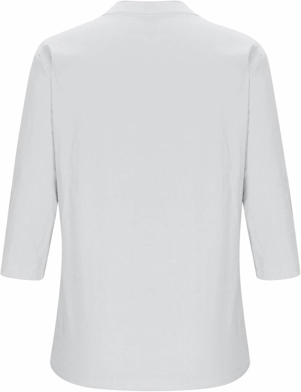 DASAYO Women's Casual 3/4 Length Sleeve Shirts Solid Color V Neck Button up Blouse Loose Fit Spring Summer Outfits