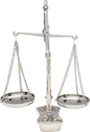 Design Decorative Object Scale, Silver, Scale, Nickel-Plated Brass, 23 x 17 x 7 cm (H x W x D)