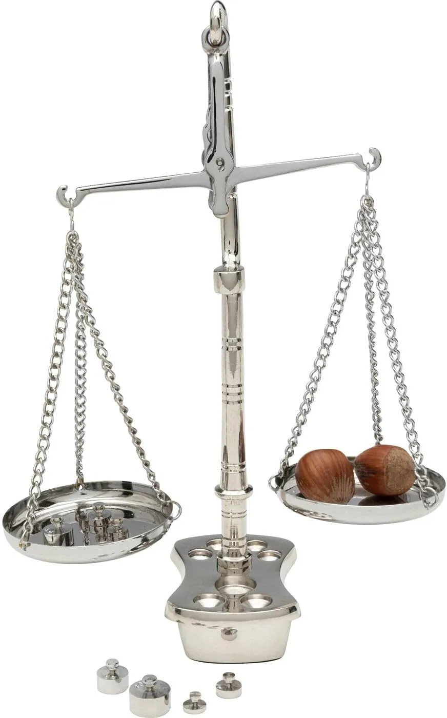 Design Decorative Object Scale, Silver, Scale, Nickel-Plated Brass, 23 x 17 x 7 cm (H x W x D)