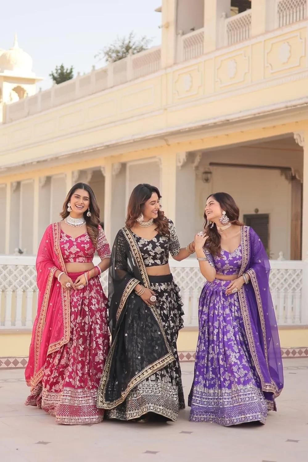 Designer Dyeable Pure Viscose Jacquard Fabric Lehenga Choli & Dupatta Set