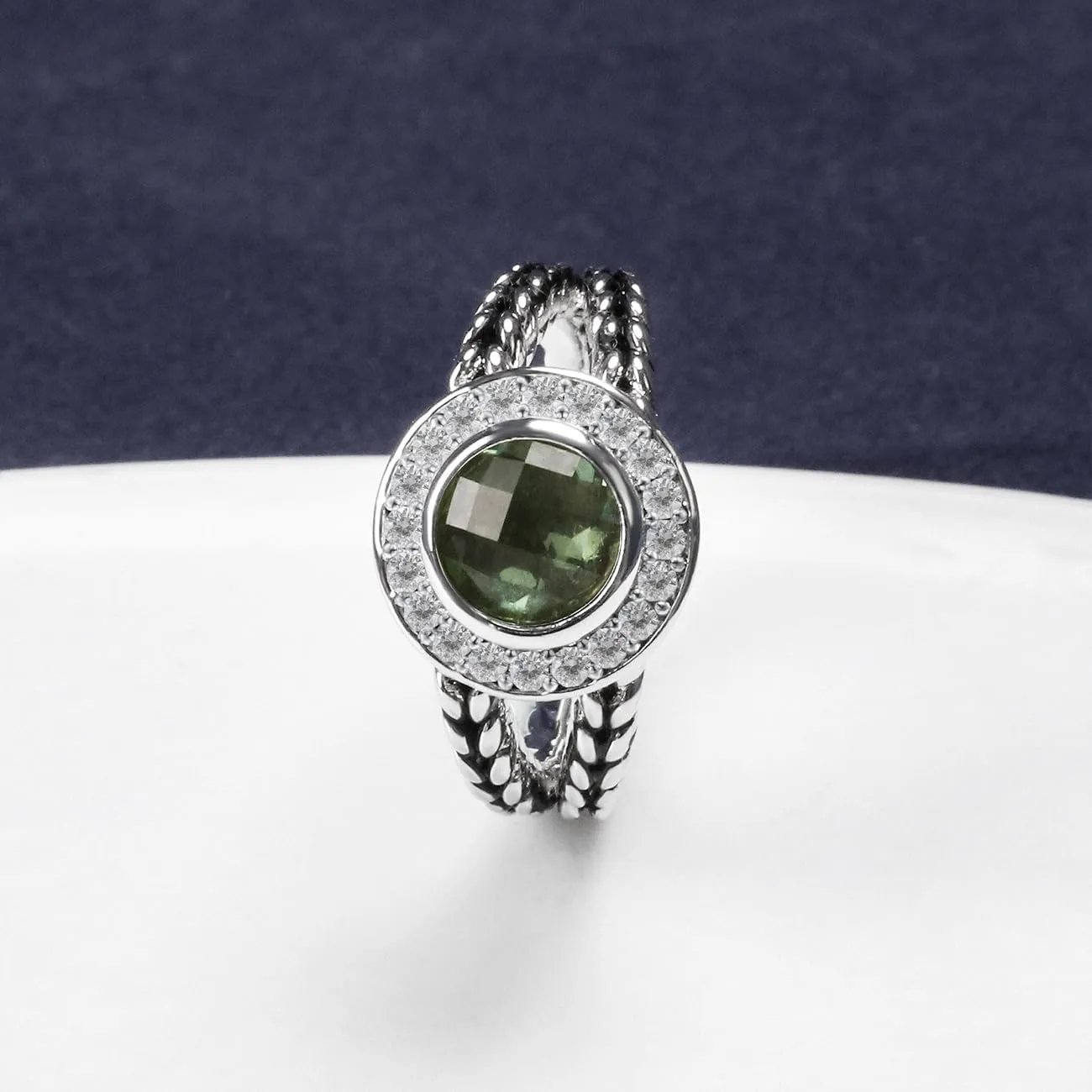 Designer Inspired Twisted Cable Statement Rings for Women Fashion Jewelry 8 MM CZ Split Shank Cable Ring Gift