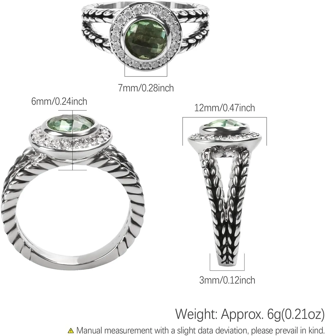 Designer Inspired Twisted Cable Statement Rings for Women Fashion Jewelry 8 MM CZ Split Shank Cable Ring Gift