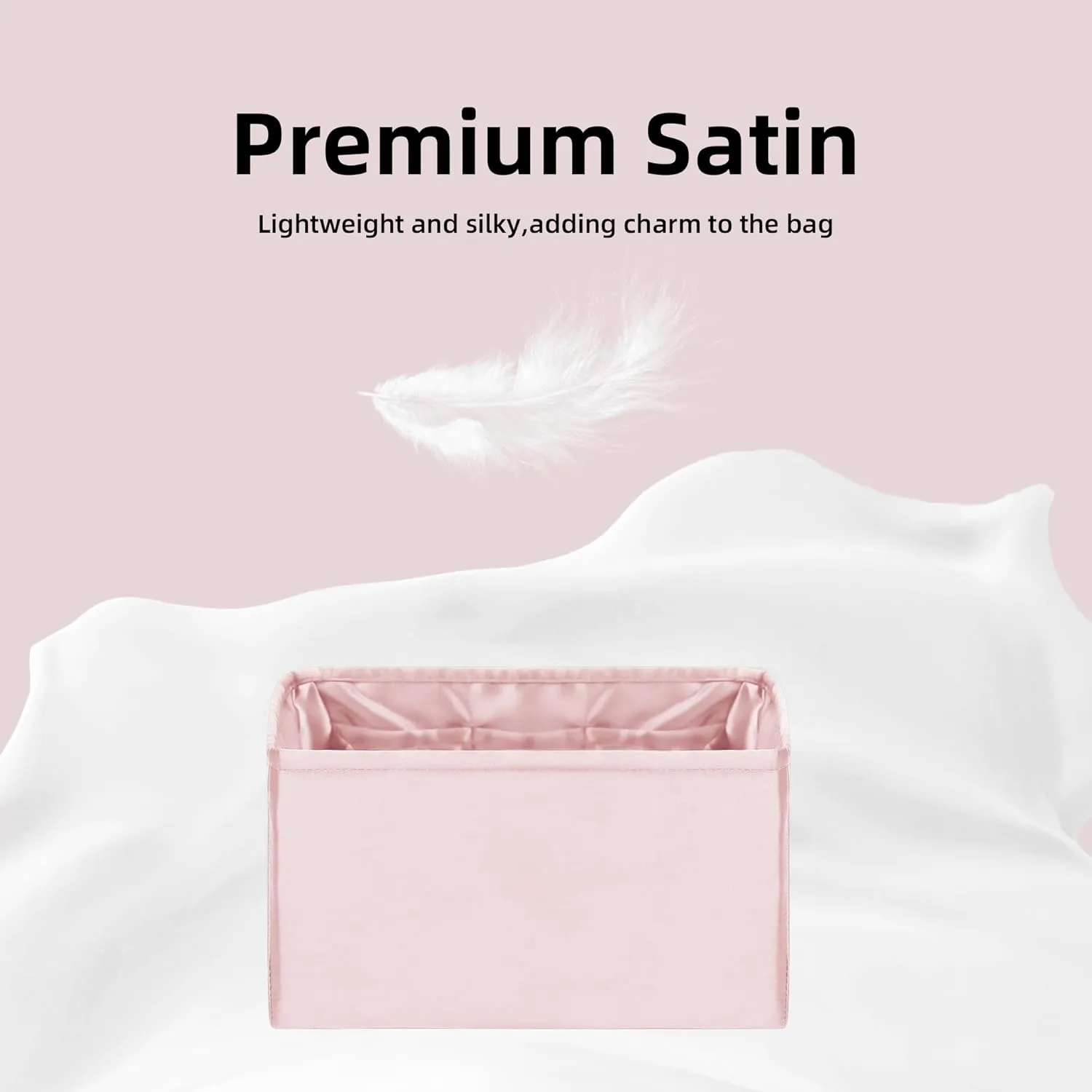 DGAZ Silk Purse Organizer Insert Fits LV Nano Noe bags，Silky Smooth Bag Organizer，Luxury Handbag & Tote Shaper(Pink,Noe BB)