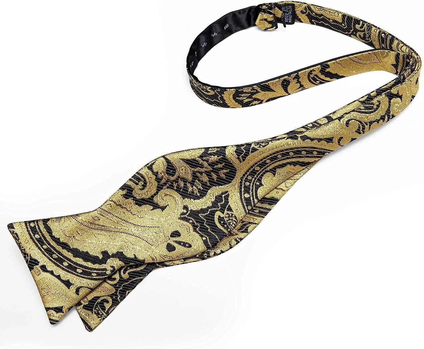 DiBanGu Mens Silk Self Bow Ties,Woven Solid Striped Paisley Bowtie and Pocket Square Cufflinks Set for Men Tuxedo Wedding
