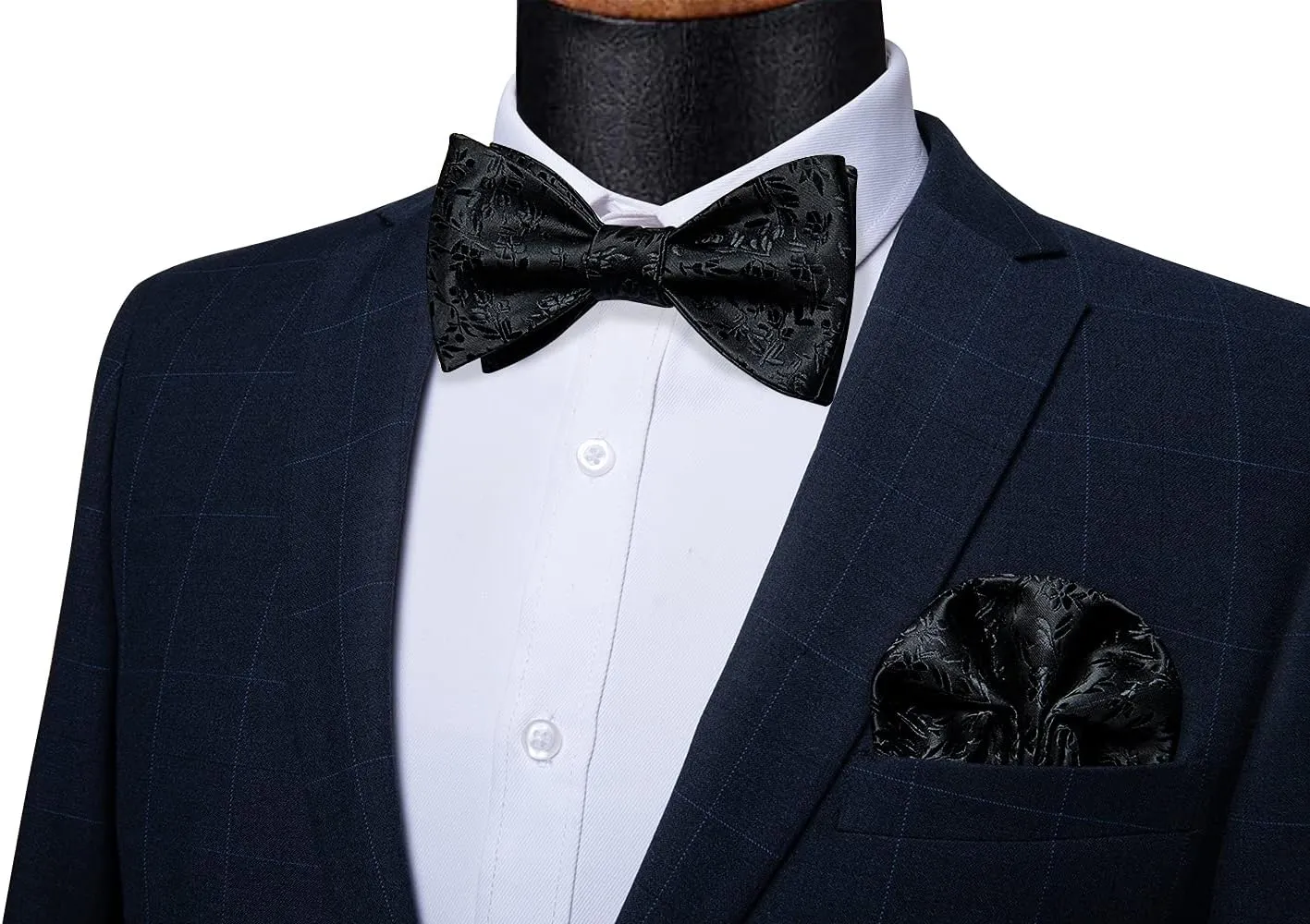 DiBanGu Mens Silk Self Bow Ties,Woven Solid Striped Paisley Bowtie and Pocket Square Cufflinks Set for Men Tuxedo Wedding