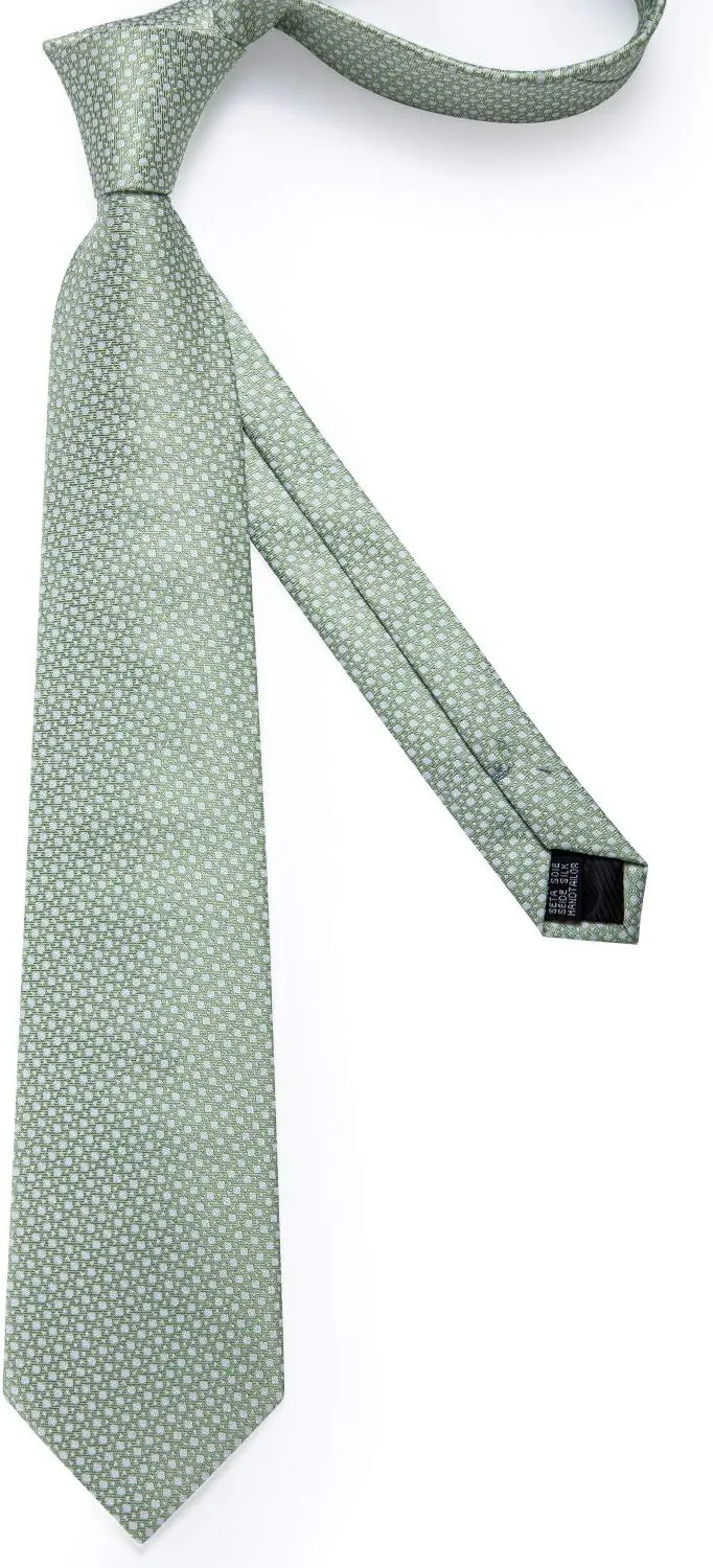 DiBanGu Mens Tie Set Silk Solid Paisley Necktie and Pocket Square Cufflinks Classic Formal Ties for Men Wedding Party