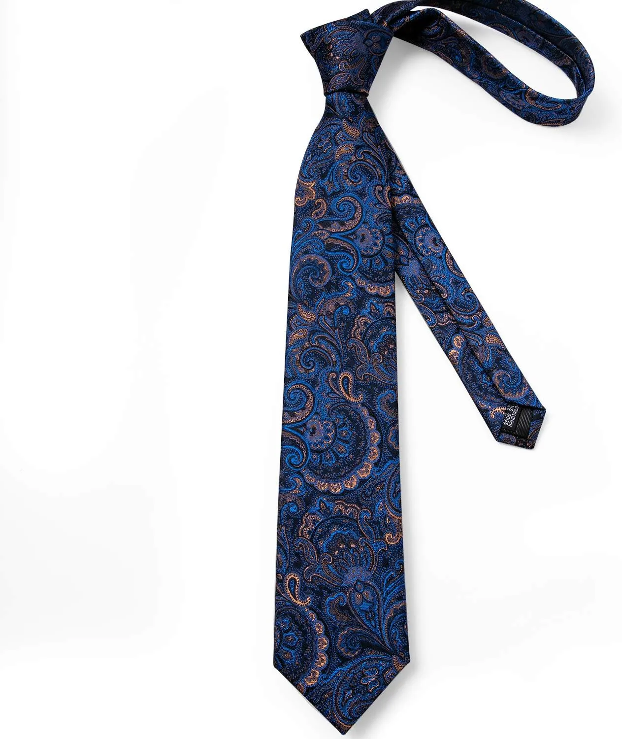 DiBanGu Mens Tie Set Silk Solid Paisley Necktie and Pocket Square Cufflinks Classic Formal Ties for Men Wedding Party