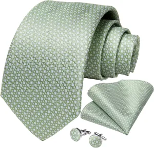 DiBanGu Mens Tie Set Silk Solid Paisley Necktie and Pocket Square Cufflinks Classic Formal Ties for Men Wedding Party