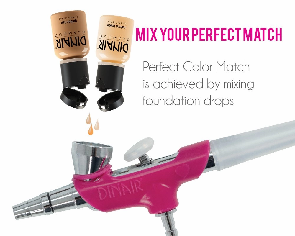 Dinair Airbrush Makeup Foundation | Dark Golden Beige | GLAMOUR: Natural, Light coverage, Matte 1/2 oz.
